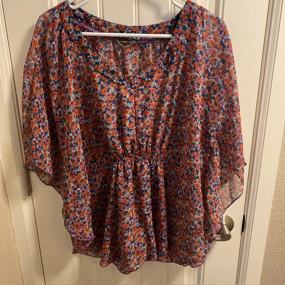 DEVOTED XL blouse top luxury apparel size XL floral sheer blouse top shirt